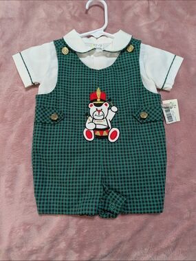 Vintage Baby Boy Two Piece Romper Outfit